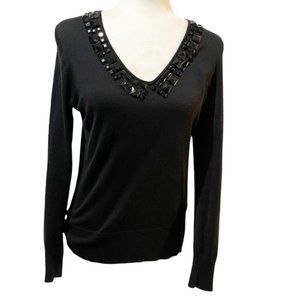 Liz Claiborne Jewel Embellished Black Top